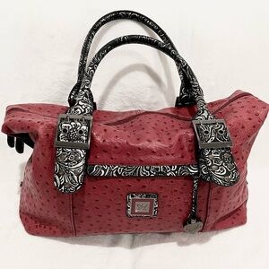 Sharif Rare Vintage Burgundy with Black/Silver Trim Satin Orange Interior NWOT